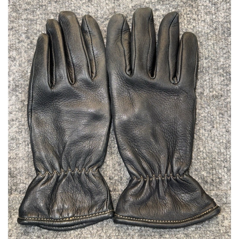 Black Leather Gloves Women's Size M 7.5 Winter Lined Classic Fit Bechamel
